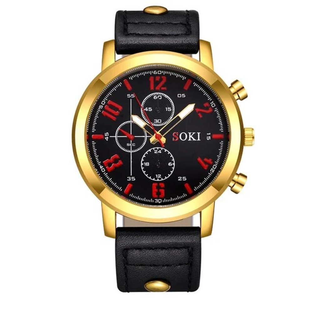 SOKI Gold and Black Quartz Watch